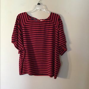 Women’s Levi’s Red and Blue Striped S/S Top/Blouse